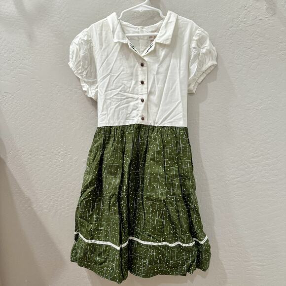 NWT Well Dressed Wolf Green Lines Collared Dress - Picture 1 of 10